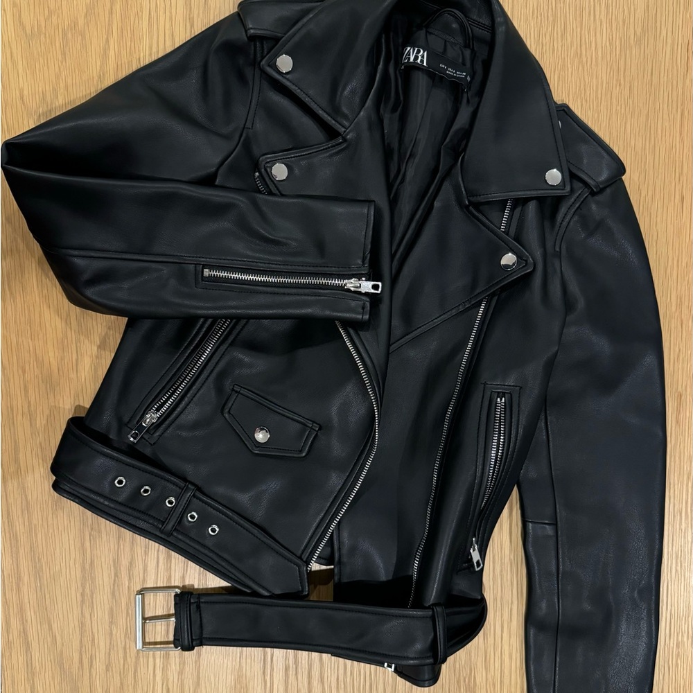 Zara Faux Leather Biker Jacket - image 3